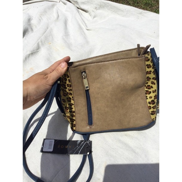 Samoe crossbody convertible purse 7” cocoa calfhair cheetah NEW bucket bag NWT - Picture 2 of 11